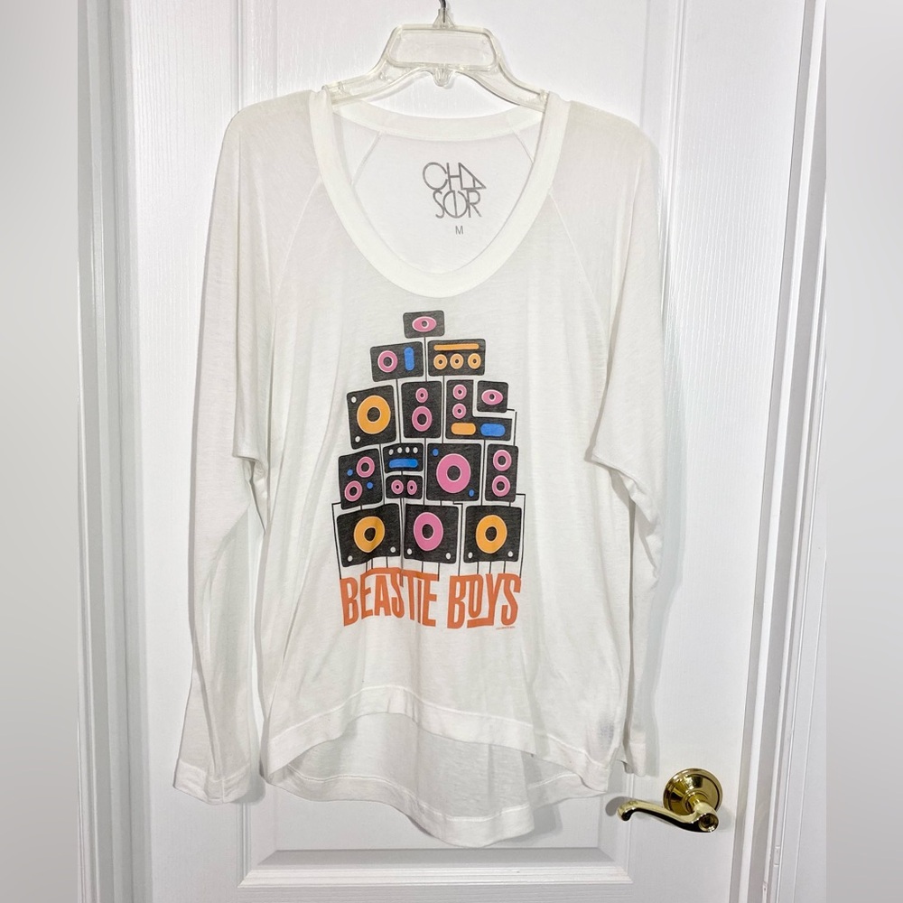 Chaser BEASTIE BOYS Boombox Sheer Long Sleeve Tee USA MADE White Medium